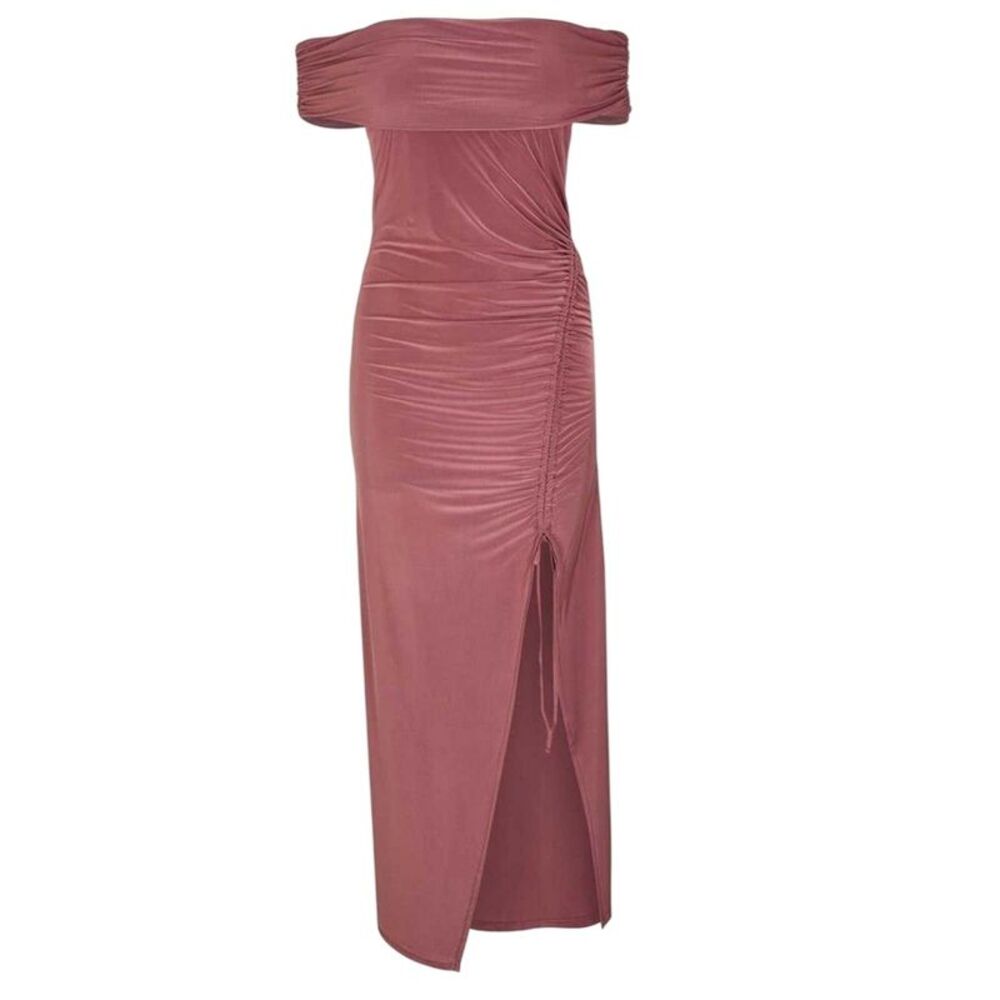 Biba Womens/Ladies Ruched Bardot Maxi Dress / Chestnut